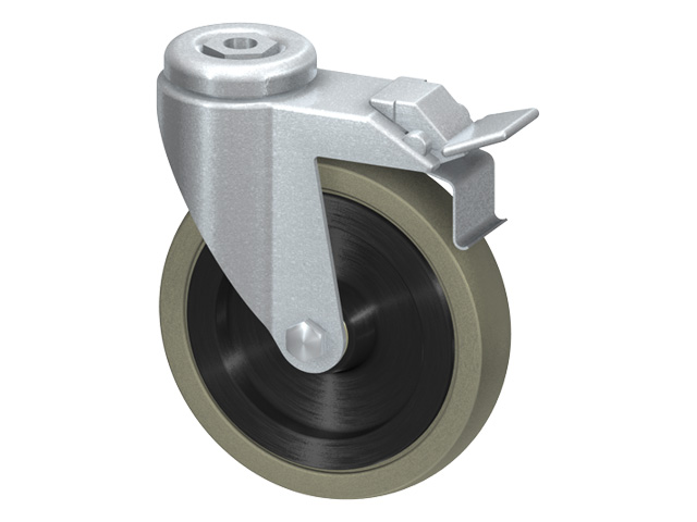 Swivel Castor D125, rubber, lockable