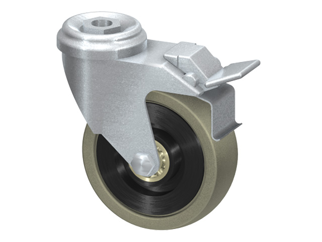 Swivel Castor D75, rubber, fixable